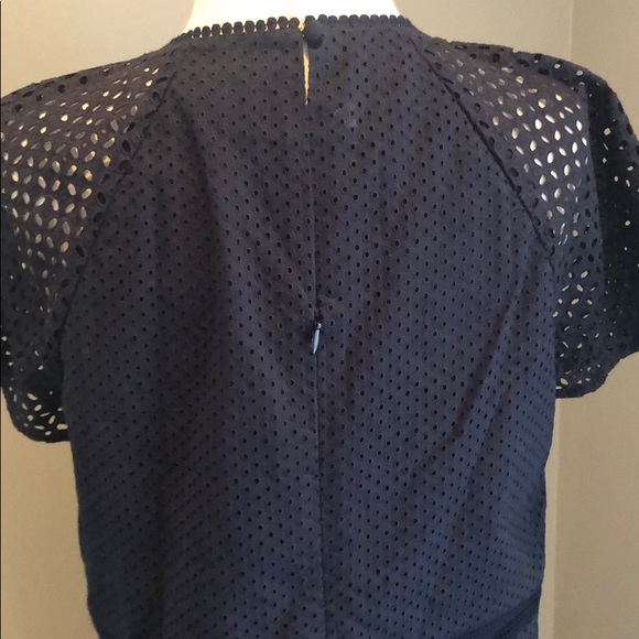 NWOT Ann Taylor Navy blue eyelet shift dress petit - Picture 7 of 8